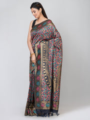Kavvya Indigo Blue Soft & Lightweight Banarasi Pashmina Silk Saree - KAVVYA 
