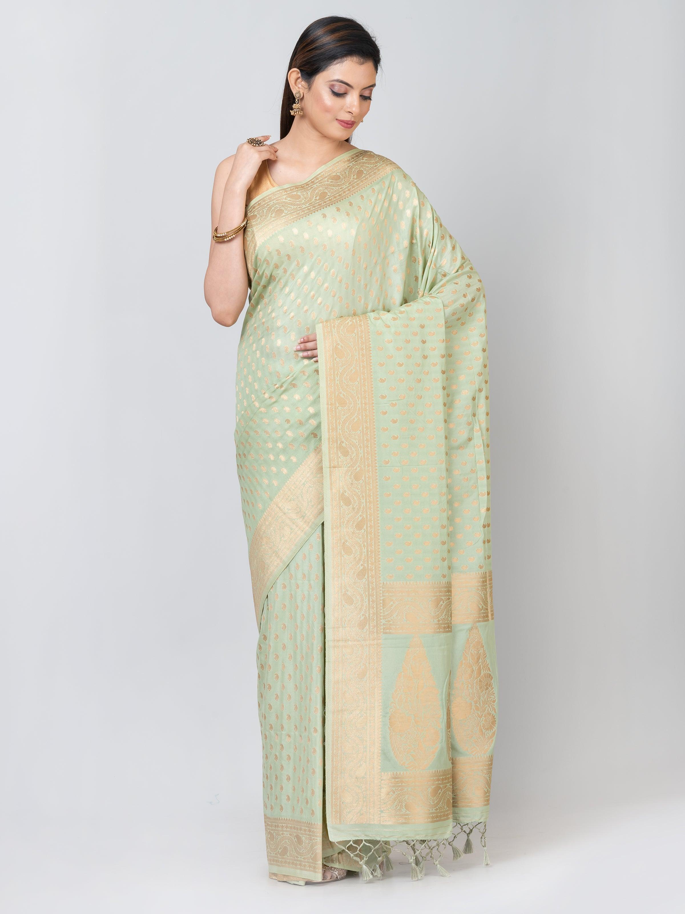 Kavvya Pista Green Soft & Lightweight Makhmali Silk Weaving Saree I - KAVVYA 