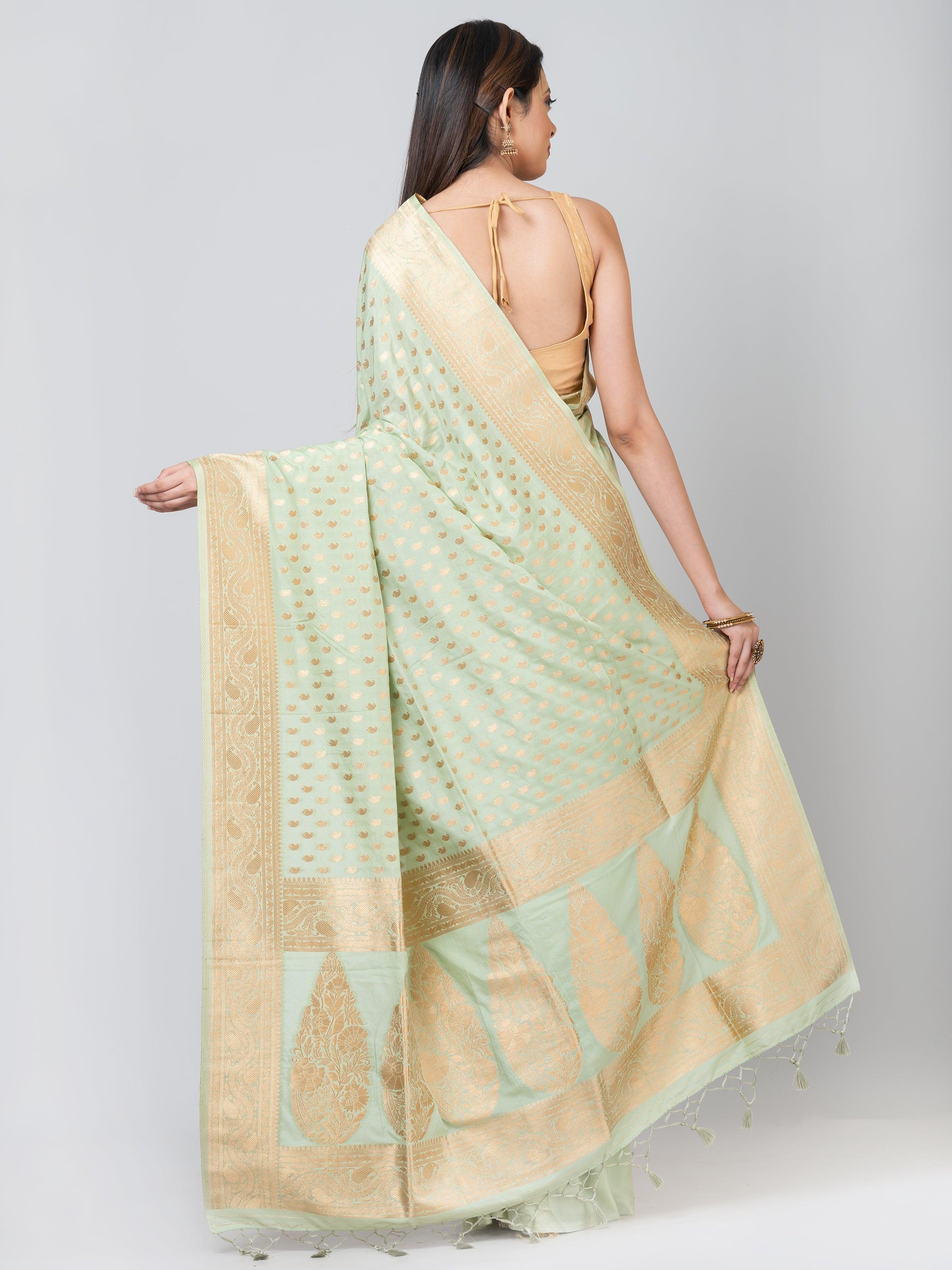 Kavvya Pista Green Soft & Lightweight Makhmali Silk Weaving Saree I - KAVVYA 