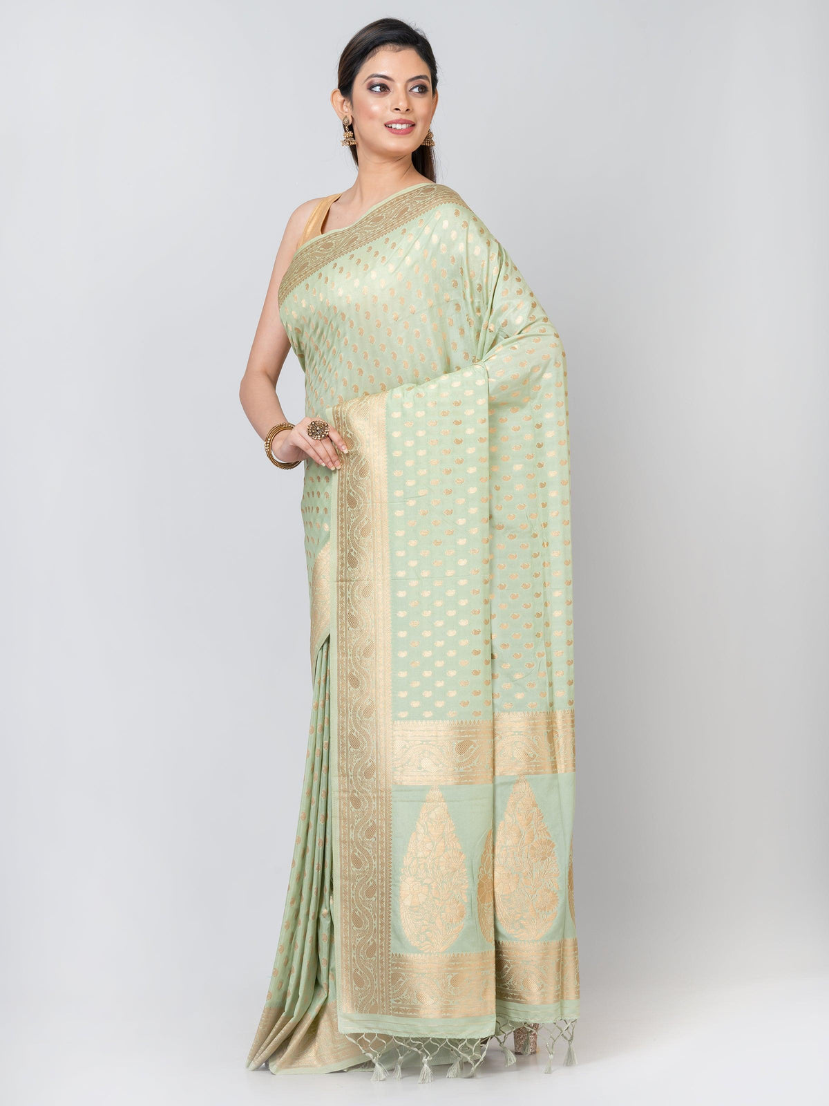 Kavvya Pista Green Soft & Lightweight Makhmali Silk Weaving Saree I - KAVVYA 