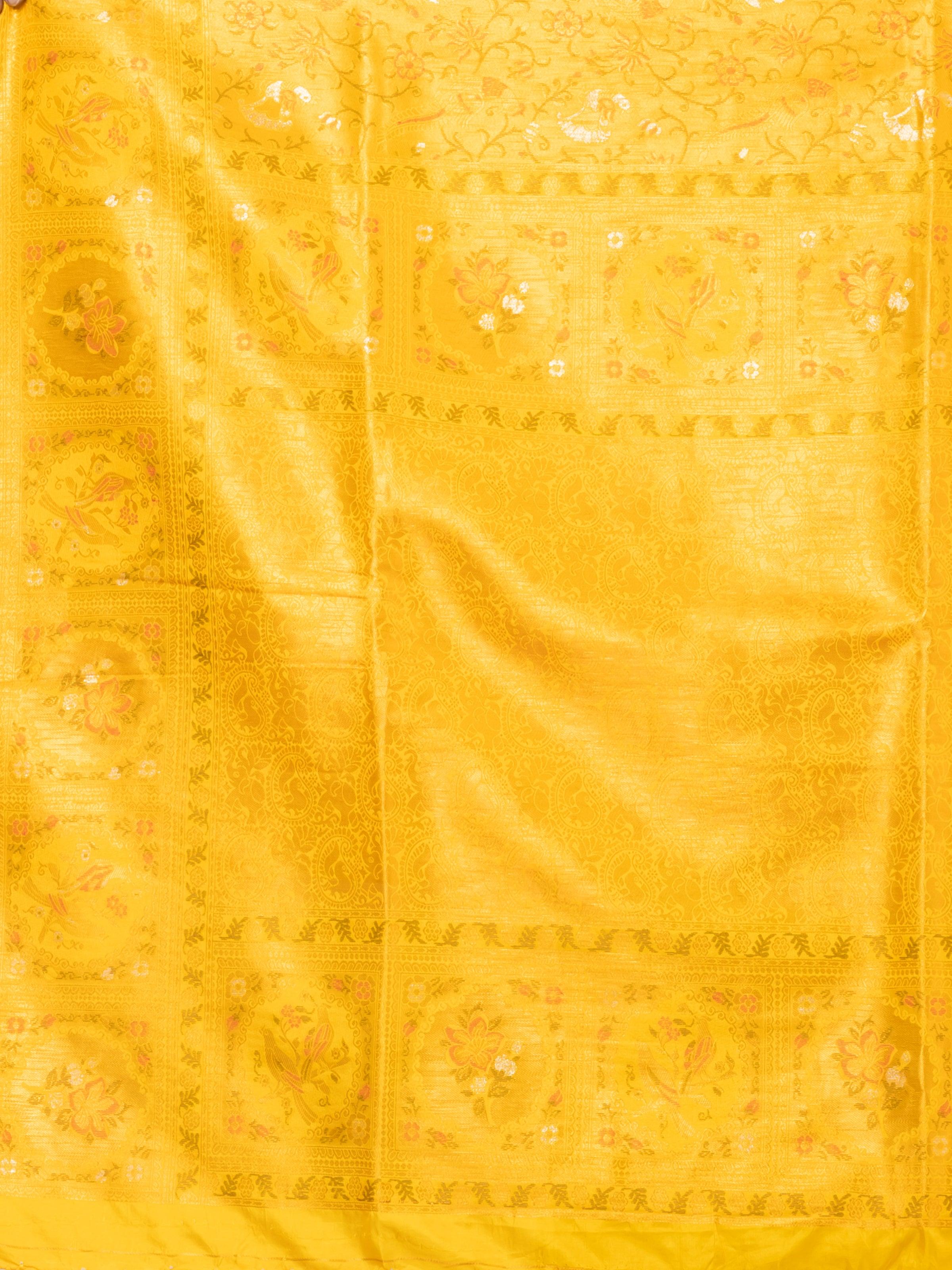 Kavvya Golden Yellow Soft & Lightweight Pashmina Banarasi Weaving Silk Saree - KAVVYA 