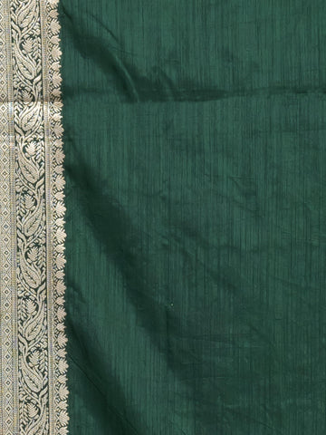 Kavvya Bottle Green Soft & Lightweight Raw Silk Weaving Saree - KAVVYA 