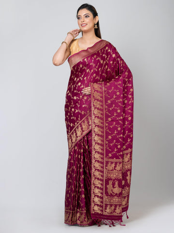 Kavvya Purple Soft & Lightweight Banarasi Gajji Silk Saree - KAVVYA 