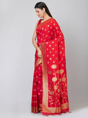 Kavvya Red Soft & Lightweight Muslin Silk Weaving Saree - KAVVYA 