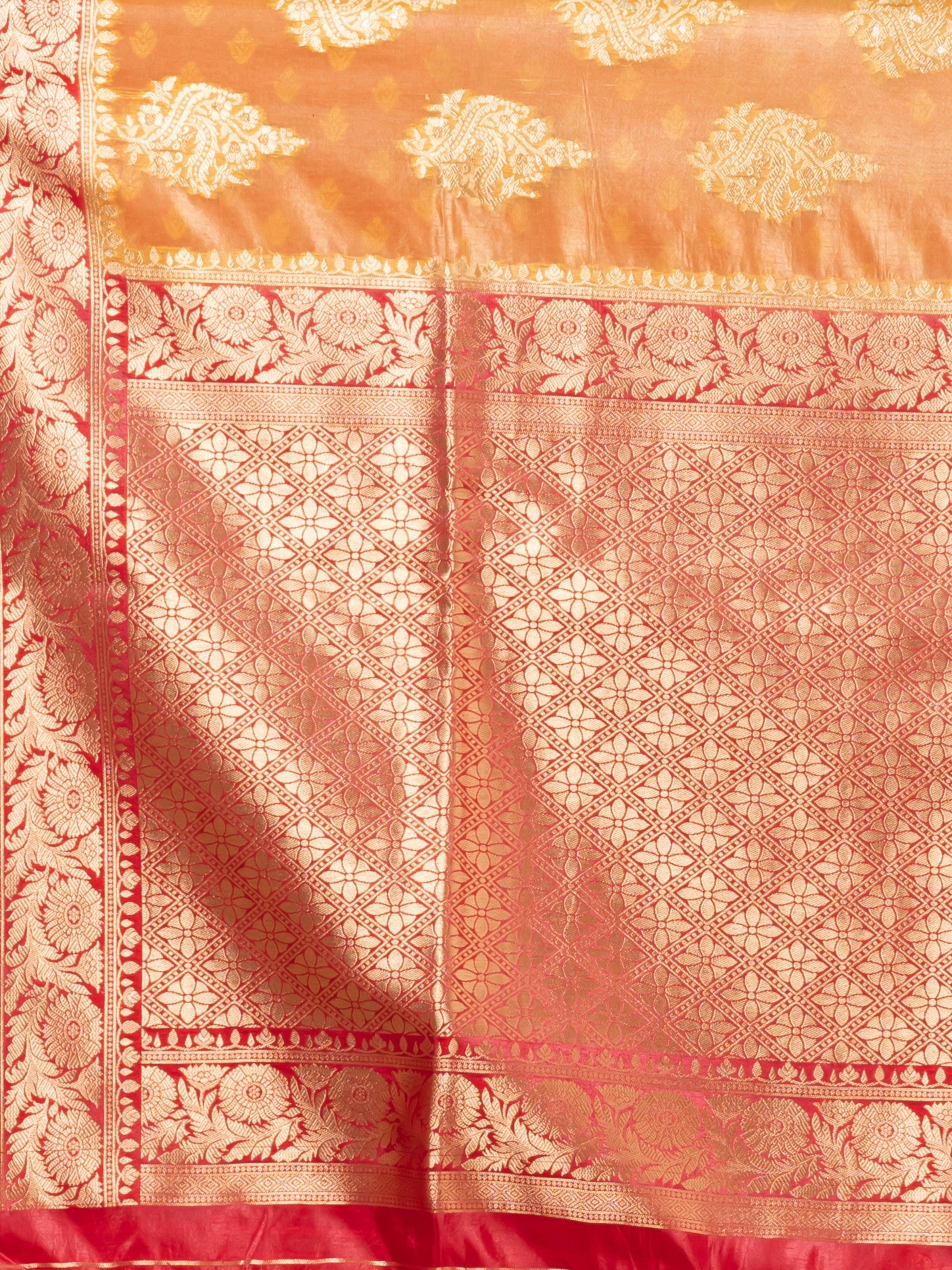 Kavvya Mustard Yellow Soft & Lightweight Benarasi Organza Silk Weaving Saree - KAVVYA 