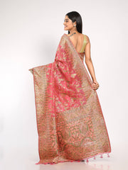 Kavvya Baby Pink Soft & Lightweight Kora Organza Weaving Silk Saree