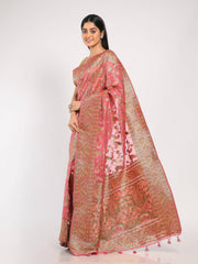 Kavvya Baby Pink Soft & Lightweight Kora Organza Weaving Silk Saree