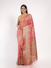 Kavvya Baby Pink Soft & Lightweight Kora Organza Weaving Silk Saree