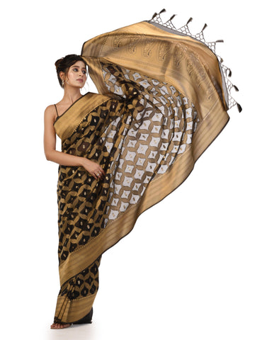 Kavvya Black Soft Kora Organza Weaving Weaving Silk Saree
