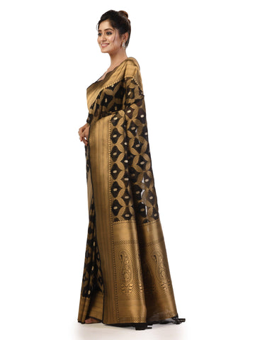 Kavvya Black Soft Kora Organza Weaving Weaving Silk Saree