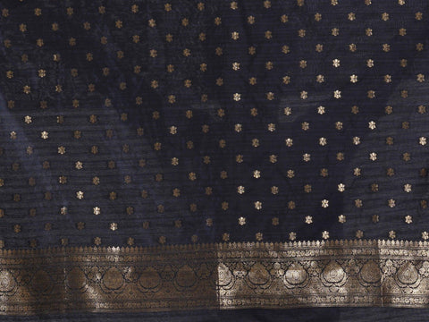 Kavvya Black Soft & Lightweight Kora Organza Weaving Silk Saree