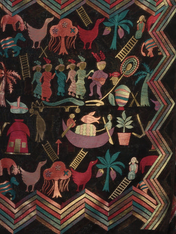 Kavvya Black Soft & Lightweight Taspa Silk Weaving Saree,Body Warli Design In Multicolor Meena Weaving