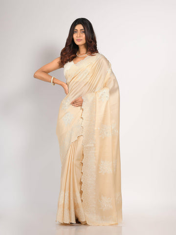 Kavvya Cream Soft & Lightweight Tussar Silk Saree