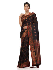 Kavvya Deep Burgundy Soft & Lightweight Satin Gajji Weaving Silk Saree
