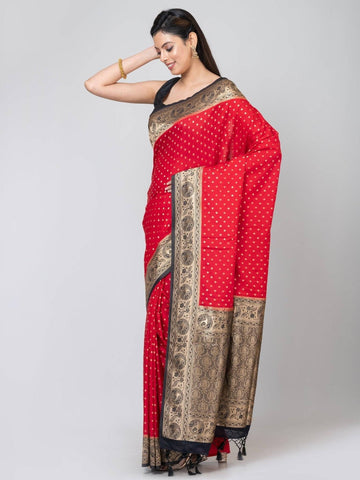 Kavvya  Red Light Weight Silk Weaving Saree