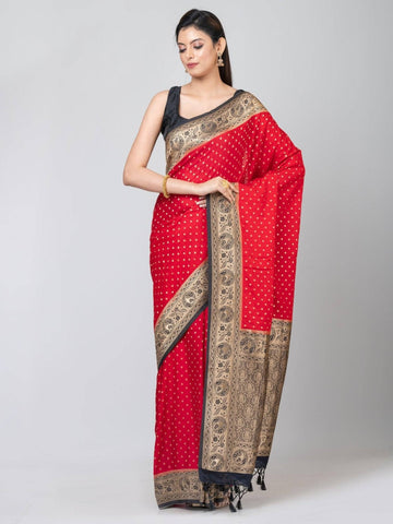 Kavvya  Red Light Weight Silk Weaving Saree