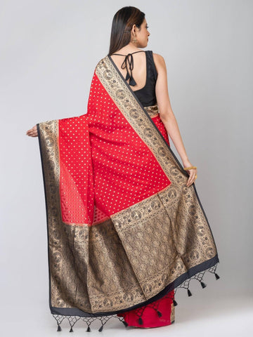 Kavvya  Red Light Weight Silk Weaving Saree