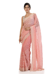 Kavvya Pink Soft & Lightweight Fancy Shimmer Chiffon Saree - KAVVYA 