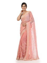 Kavvya Pink Soft & Lightweight Fancy Shimmer Chiffon Saree - KAVVYA 