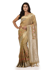 Kavvya Metallic Gold Soft & Lightweight Tissue Silk Weaving Saree - KAVVYA 