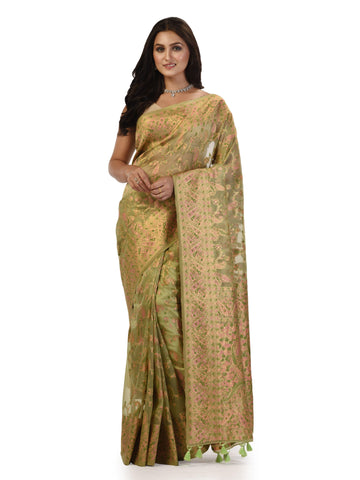 Kavvya Mint Green Soft & Lightweight Kora Organza Weaving Silk Saree - KAVVYA 