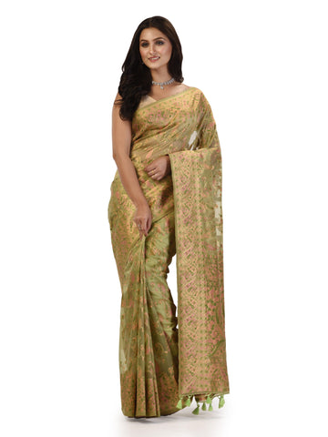 Kavvya Mint Green Soft & Lightweight Kora Organza Weaving Silk Saree - KAVVYA 