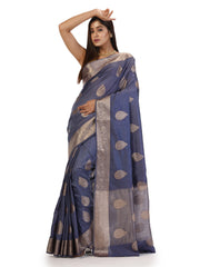 Kavvya Skyblue Soft & Lightweight Raw Silk Weaving Saree - KAVVYA 