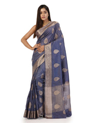 Kavvya Skyblue Soft & Lightweight Raw Silk Weaving Saree - KAVVYA 