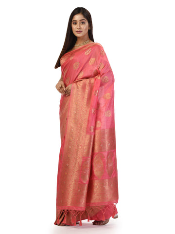 Kavvya Pink Soft & Lightweight Sericin Silk Weaving Saree - KAVVYA 