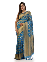 Kavvya Light Sky Blue Soft Kora Organza Weaving Silk Saree - KAVVYA 