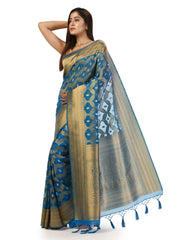 Kavvya Light Sky Blue Soft Kora Organza Weaving Silk Saree - KAVVYA 