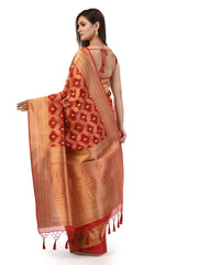 Kavvya Red Soft Kora Organza Weaving Silk Saree - KAVVYA 