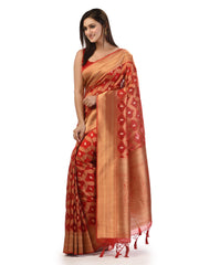 Kavvya Red Soft Kora Organza Weaving Silk Saree - KAVVYA 