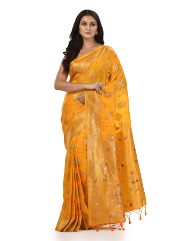 Kavvya Yellow Soft & Lightweight Creamy Satin Silk Saree - KAVVYA 