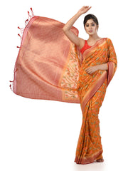 Kavvya Mustard Yellow Taspa Silk Saree with Meena Kari Zari Weaving - KAVVYA 