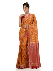 Kavvya Mustard Yellow Taspa Silk Saree with Meena Kari Zari Weaving - KAVVYA 