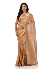 Kavvya Peach Soft & Lightweight Weaving Kora Organza Silk Saree - KAVVYA 