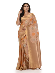 Kavvya Peach Soft & Lightweight Weaving Kora Organza Silk Saree - KAVVYA 