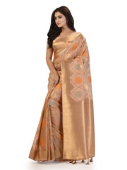 Kavvya Peach Soft & Lightweight Weaving Kora Organza Silk Saree - KAVVYA 