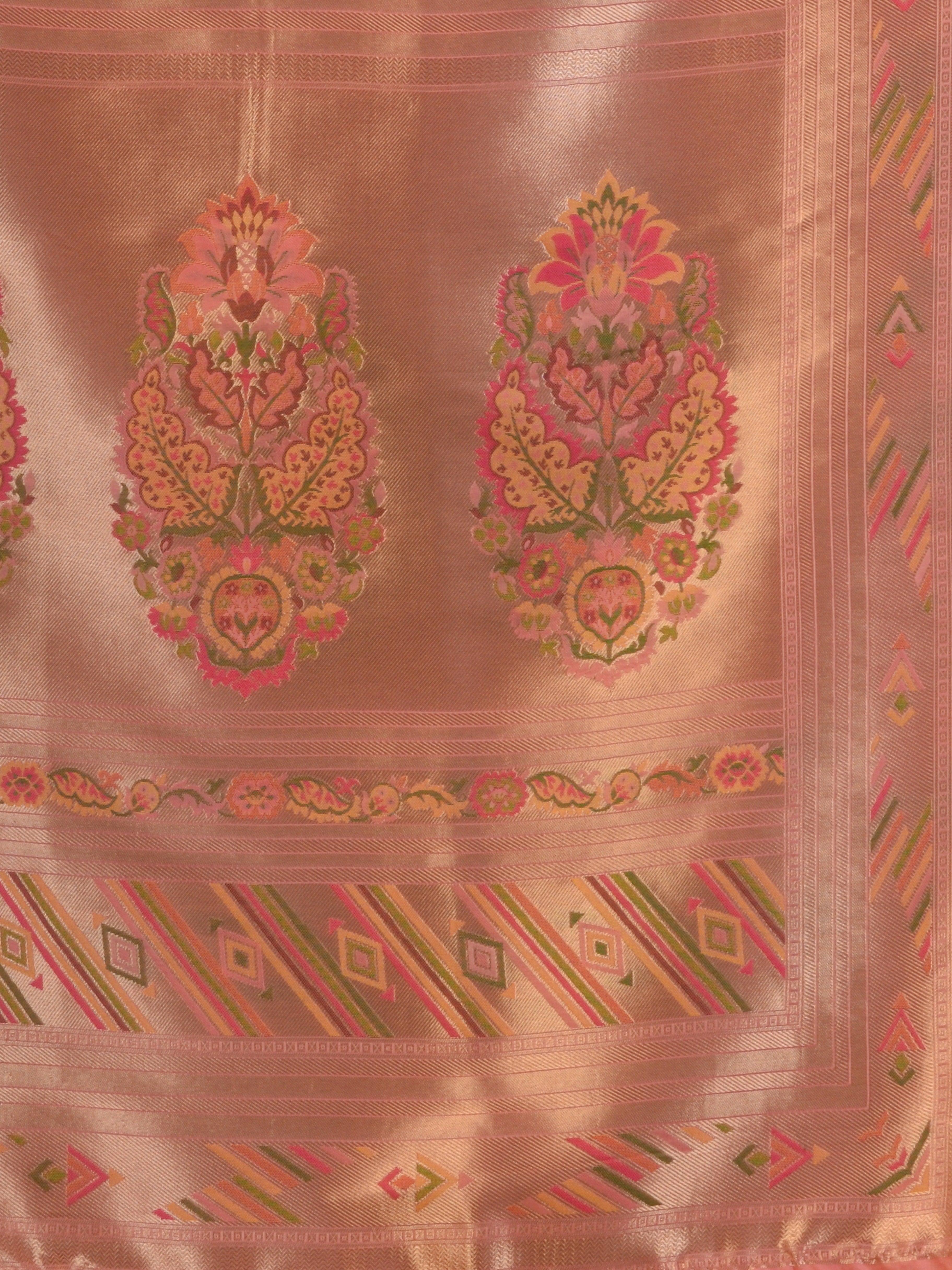 Kavvya Peach Soft & Lightweight Weaving Brocade Silk Floral Paithani Saree - KAVVYA 