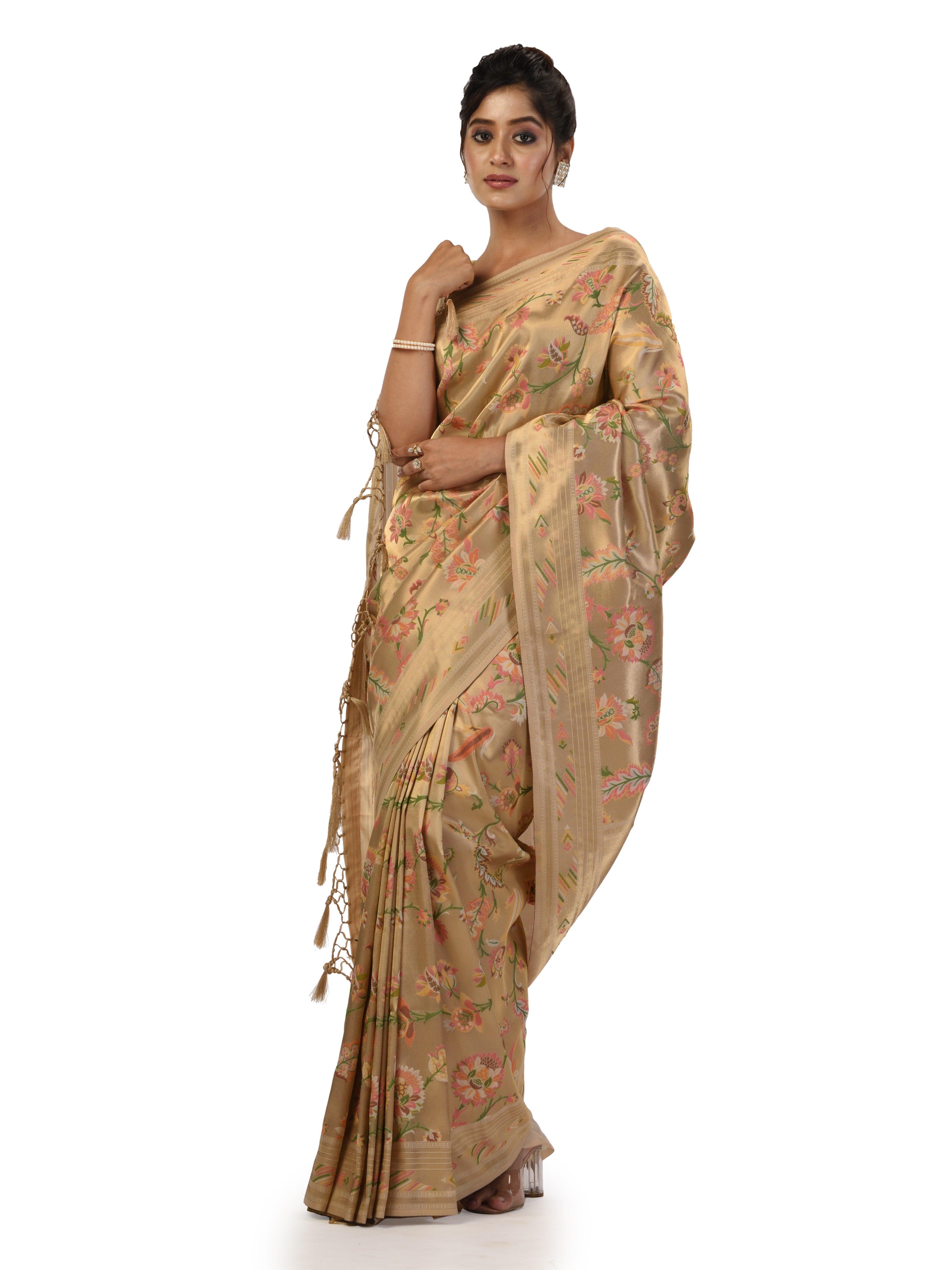 KAVVYA Offwhite Soft & Lightweight Weaving Brocade Silk Floral Paithani Saree - KAVVYA 