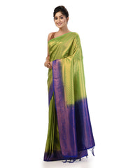 KAVVYA Parrot Green Soft & Lightweight Softy Silk Saree - KAVVYA 