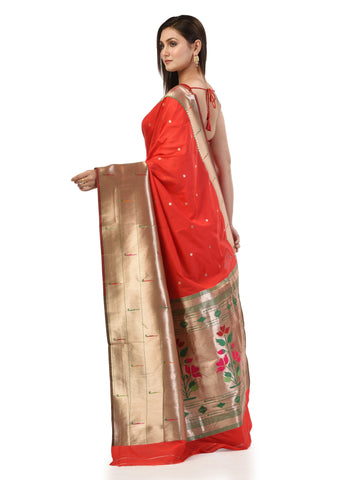 Kavvya Red Soft & Lightweight Mulberry Silk Paithani Saree - KAVVYA 