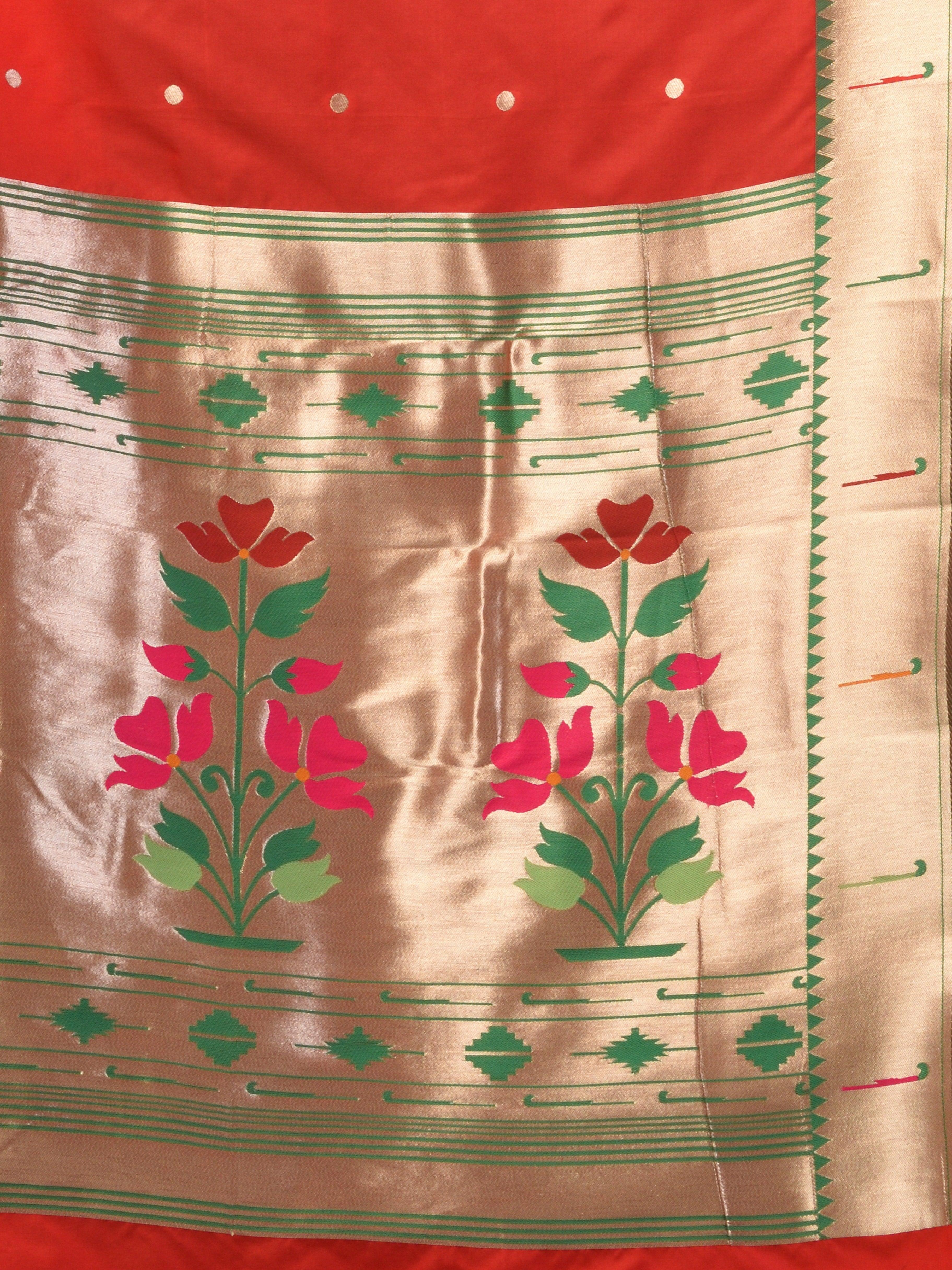 Kavvya Red Soft & Lightweight Mulberry Silk Paithani Saree - KAVVYA 