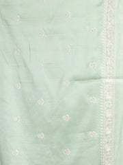 Kavvya Light Green Soft & Lightweight Tussar Silk Saree In White Resham Work Allover Small Butty - KAVVYA 