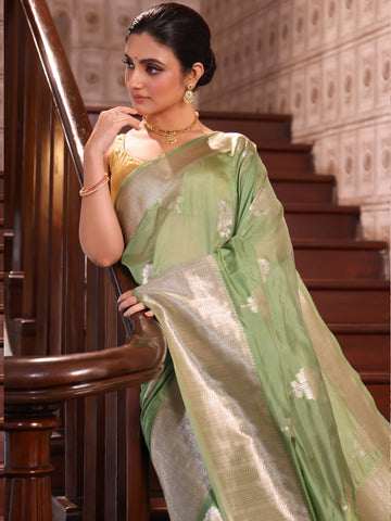 KAVVYA soft and lightweight green silk saree