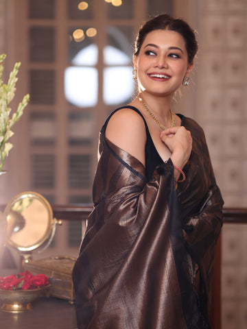 KAVVYA  BLACK HANDLOOM SILK