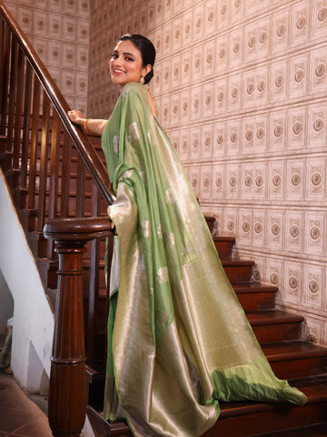 KAVVYA soft and lightweight green silk saree
