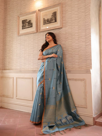 KAVVYA LIGHT BLUE SILK SAREE
