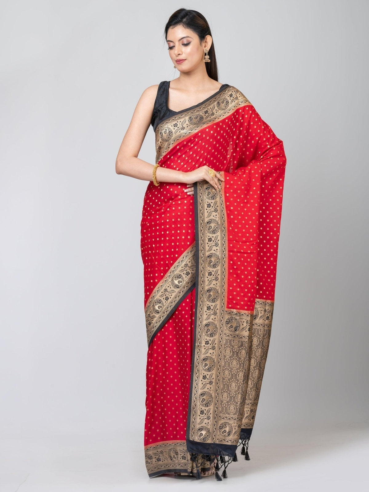 Kavvya Red Light Weight Silk Weaving Saree - KAVVYA